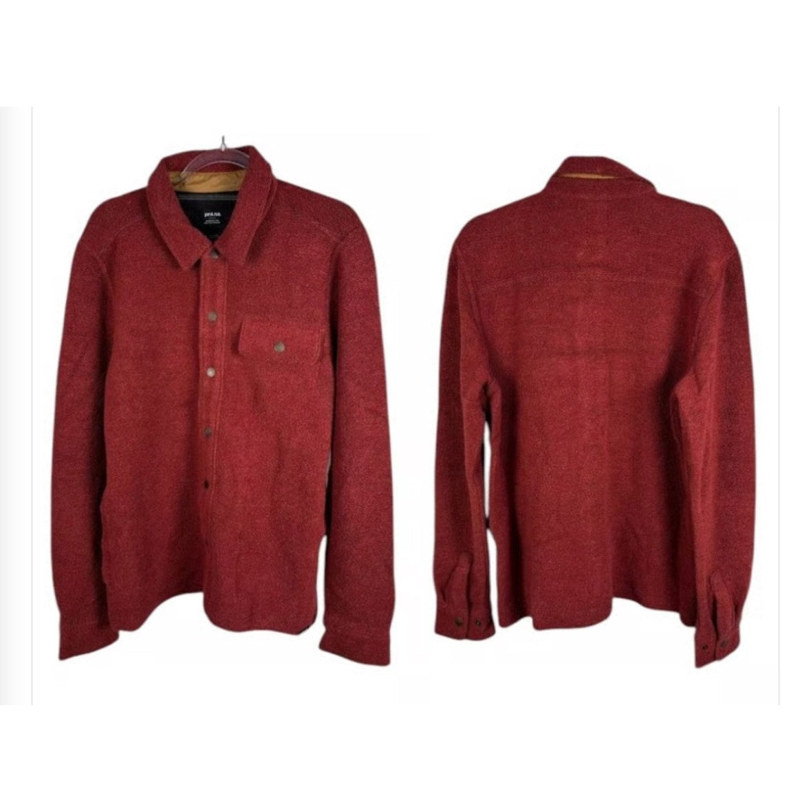 prAna IncrediWool Overshirt Men's Medium Rust Heather | NEW