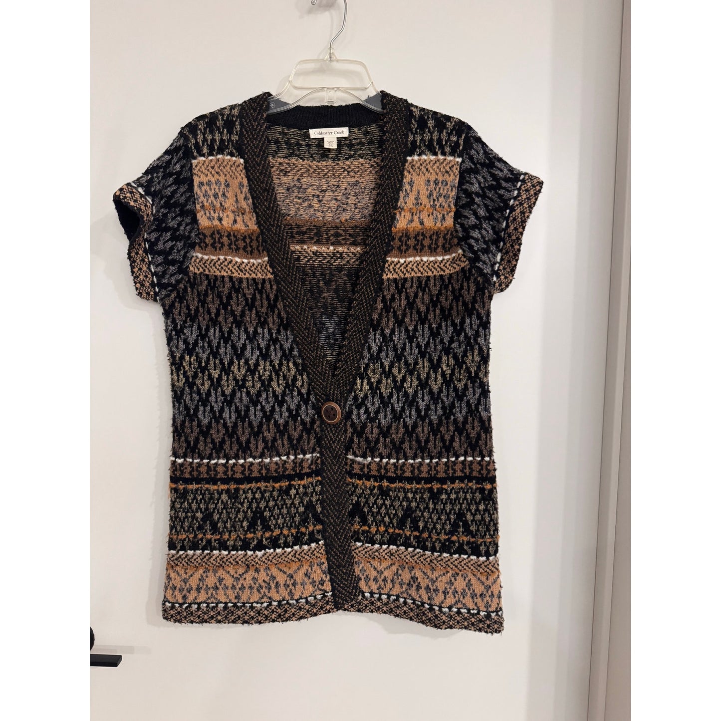 Coldwater Creek Patterned Knit Sweater Vest / Short Sleeve Cardigan | Medium