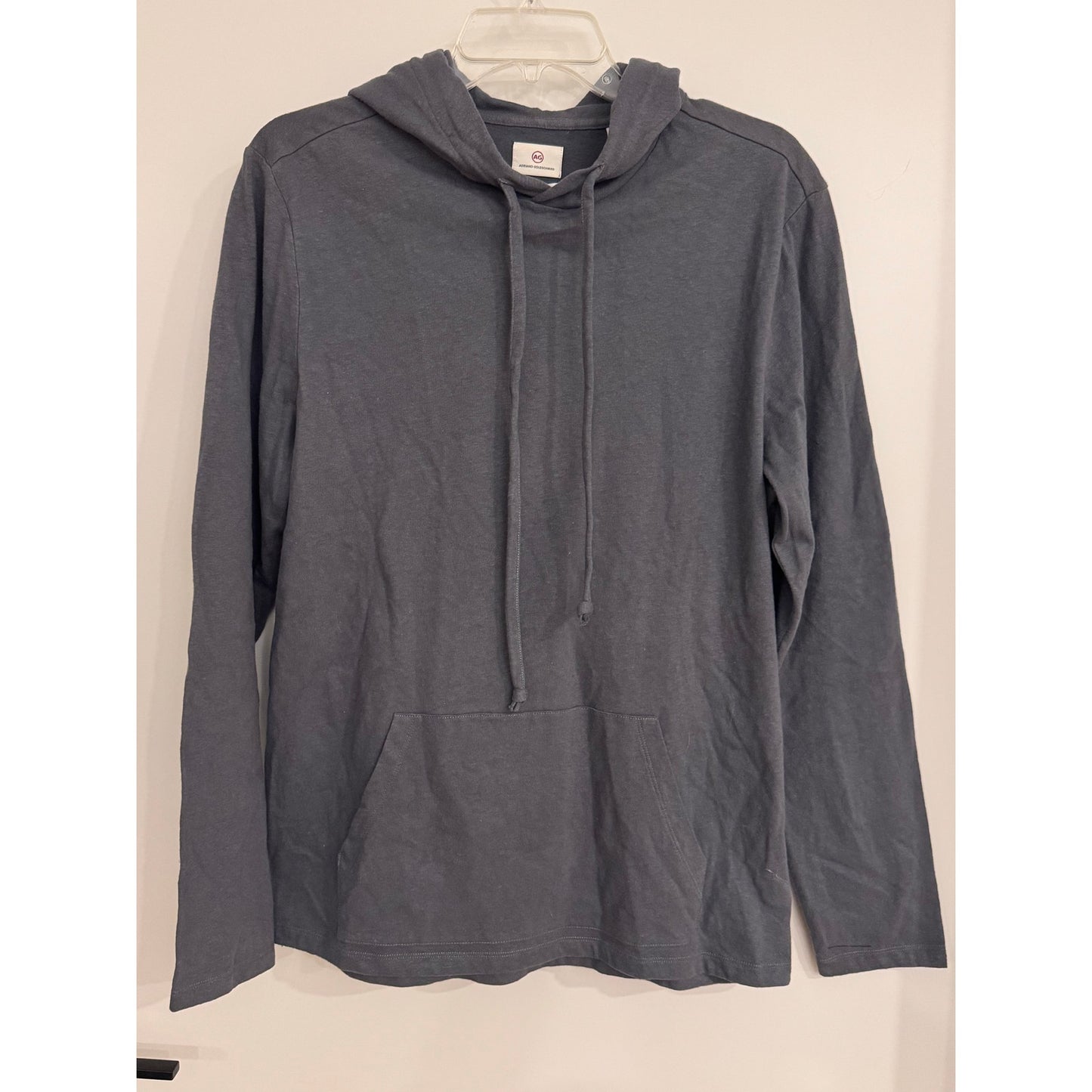 AG Adriano Goldschmied Men’s Hooded Long Sleeve Shirt | Medium | Gray Blue Cotton Hoodie | NEW