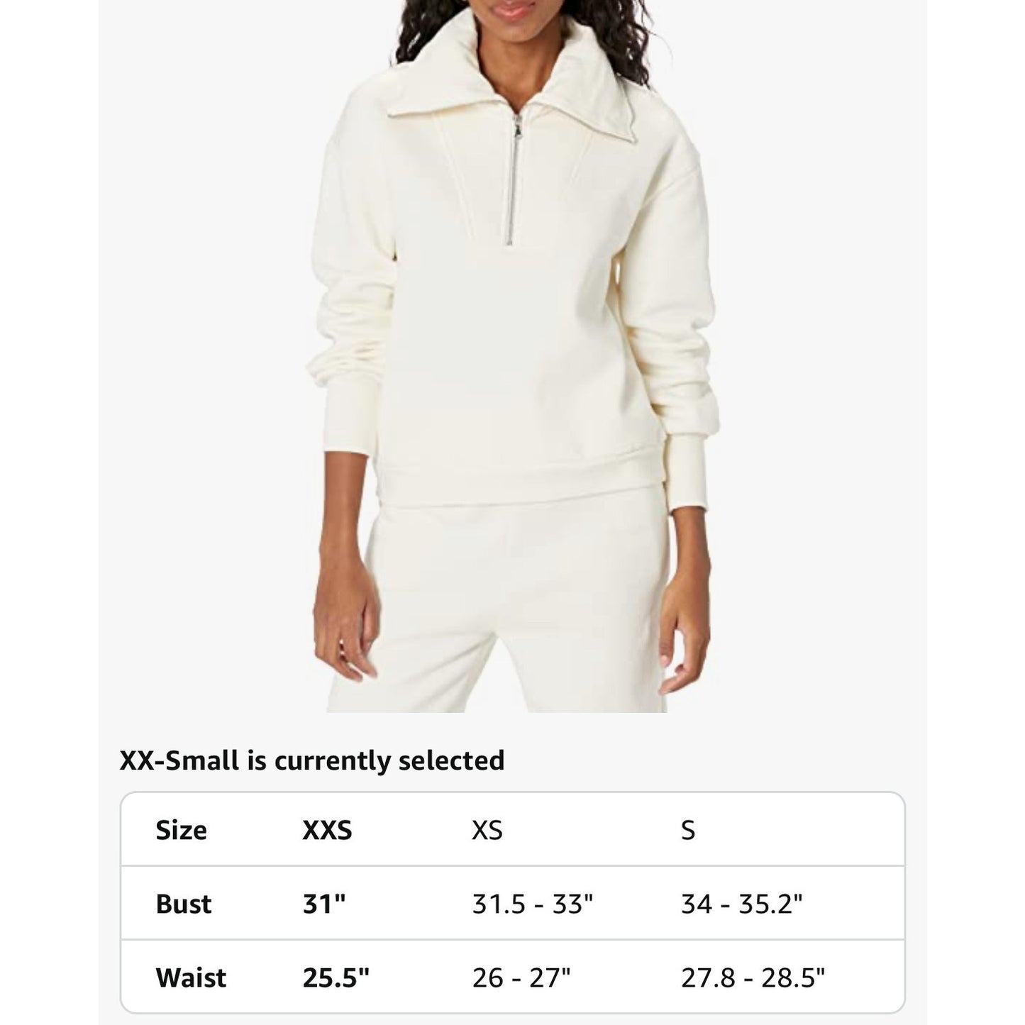 The Drop “Murphy” Half-Zip Sweatshirt | Cream | Size XS NWT