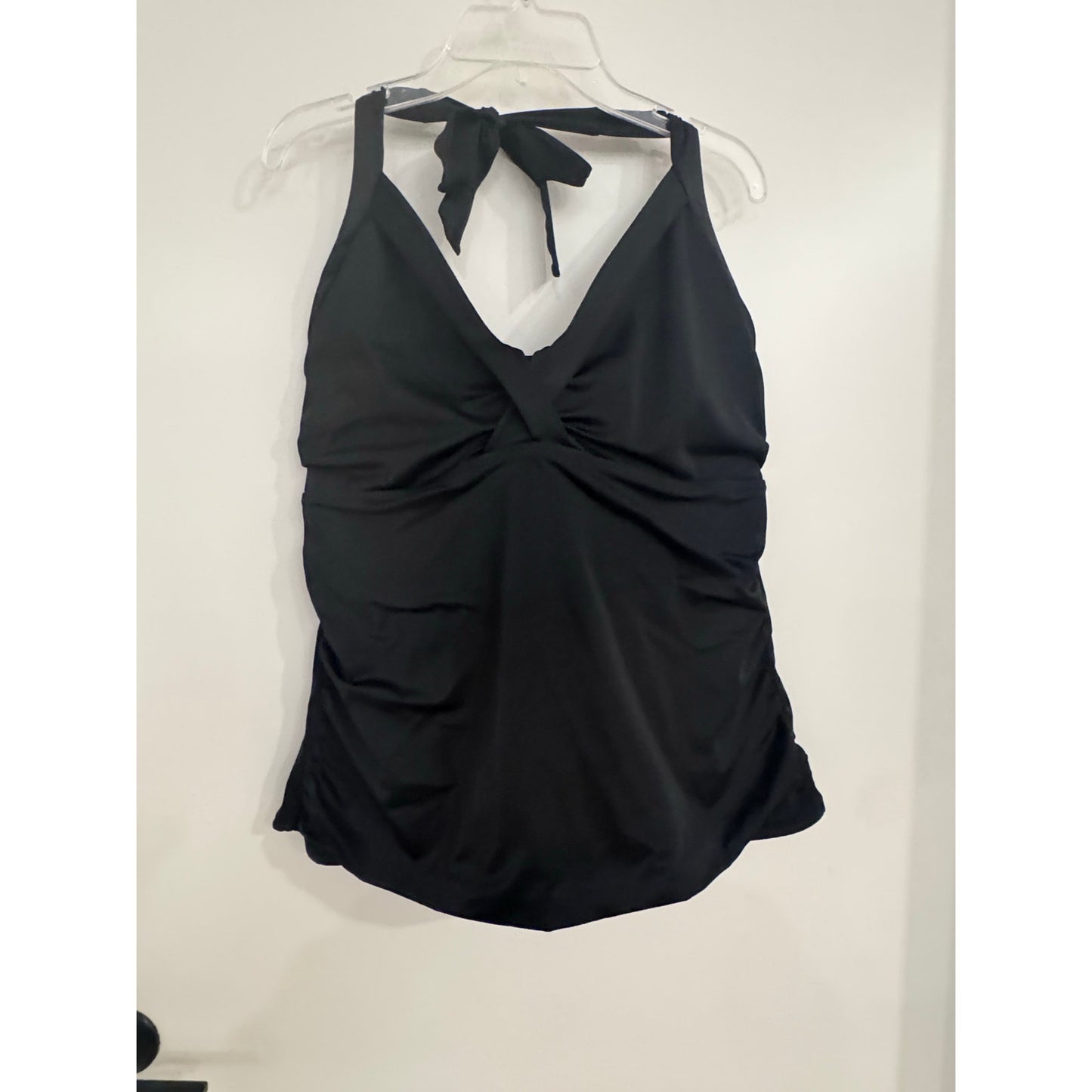 Athleta Black Halter Tankini Top 40DD Supportive Swimwear Shelf Bra