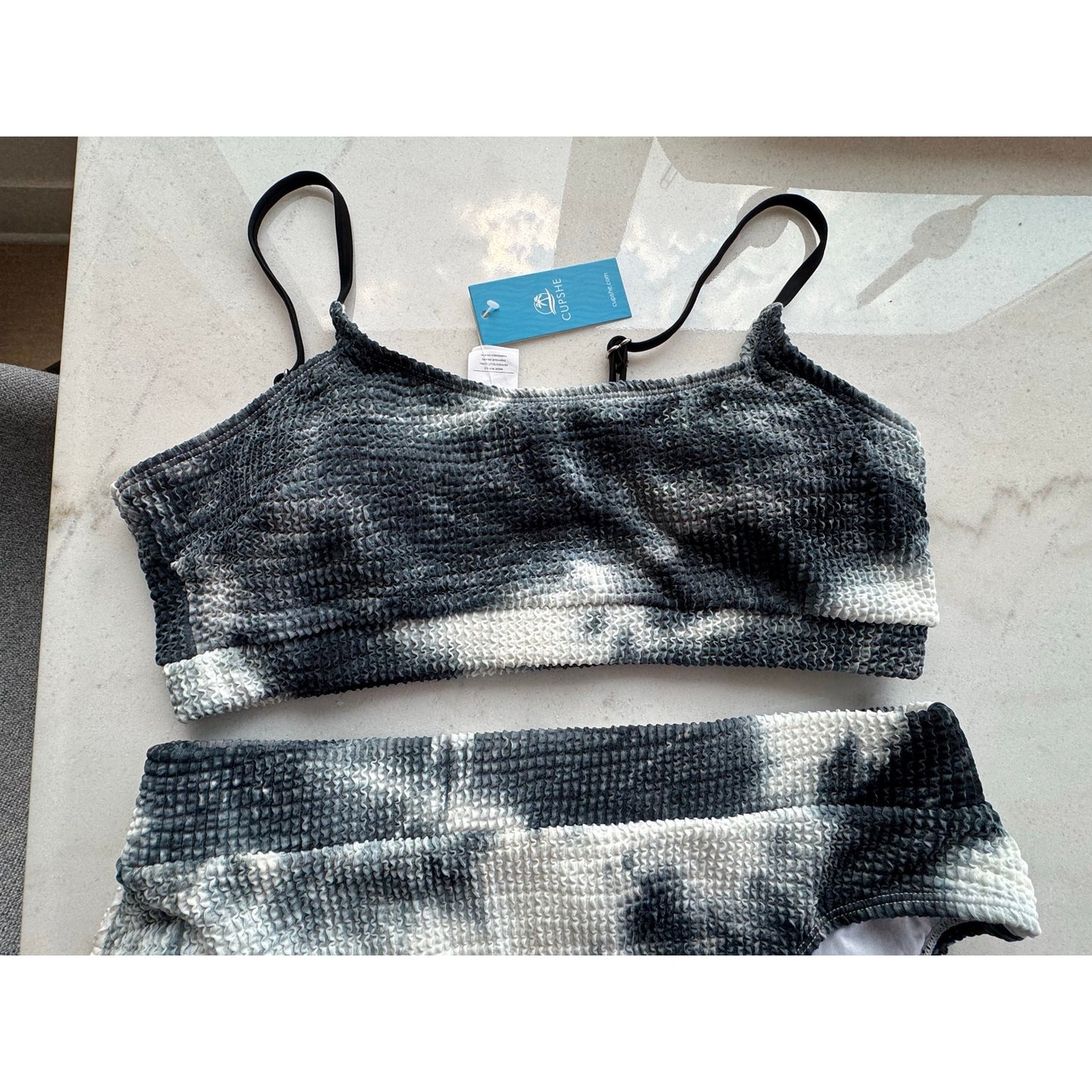 Cupshe Textured Ombré Scoop Bikini Set – Size Large, NWT