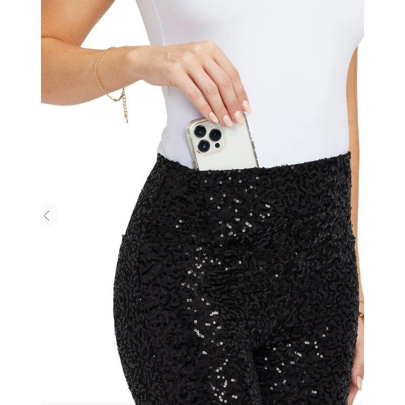 Tipsy Elves Black Sequin Leggings NEW Size Medium High Waisted Party Pants