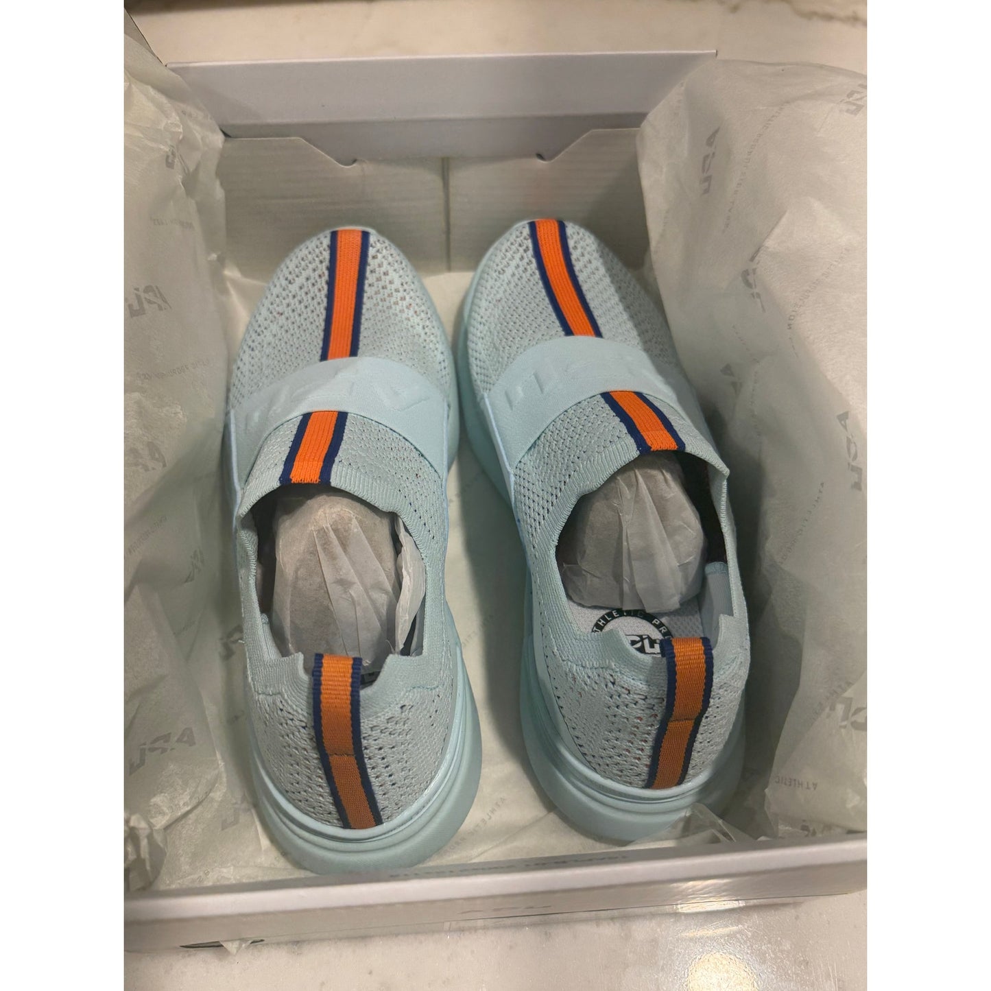 APL TechLoom Bliss Sneakers - Gulf Blue / Orange Racer - Size 7 / EUR 37 NEW
