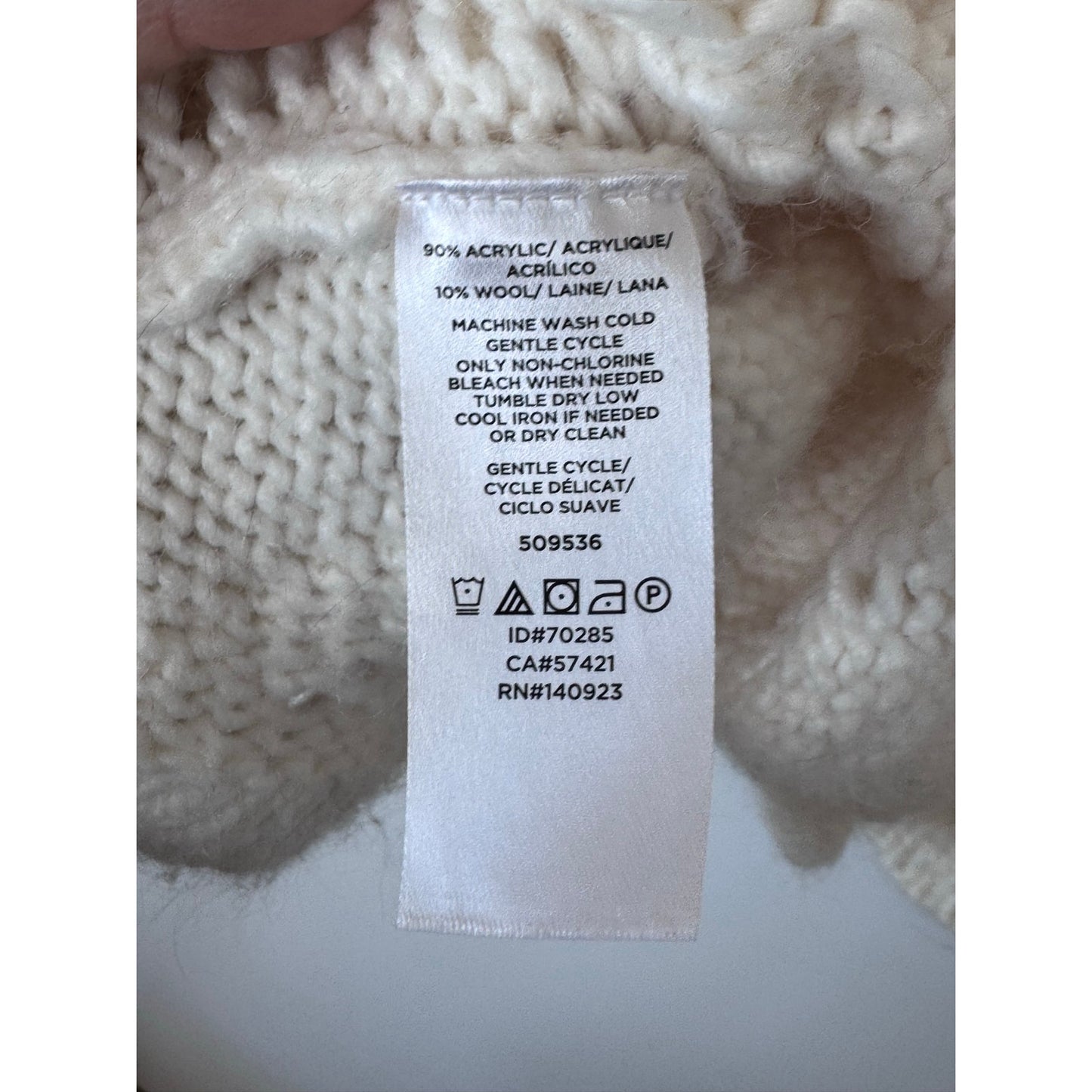 LOFT Pointelle Knit Sweater XL Cream Scalloped Hem Soft Lightweight Pullover