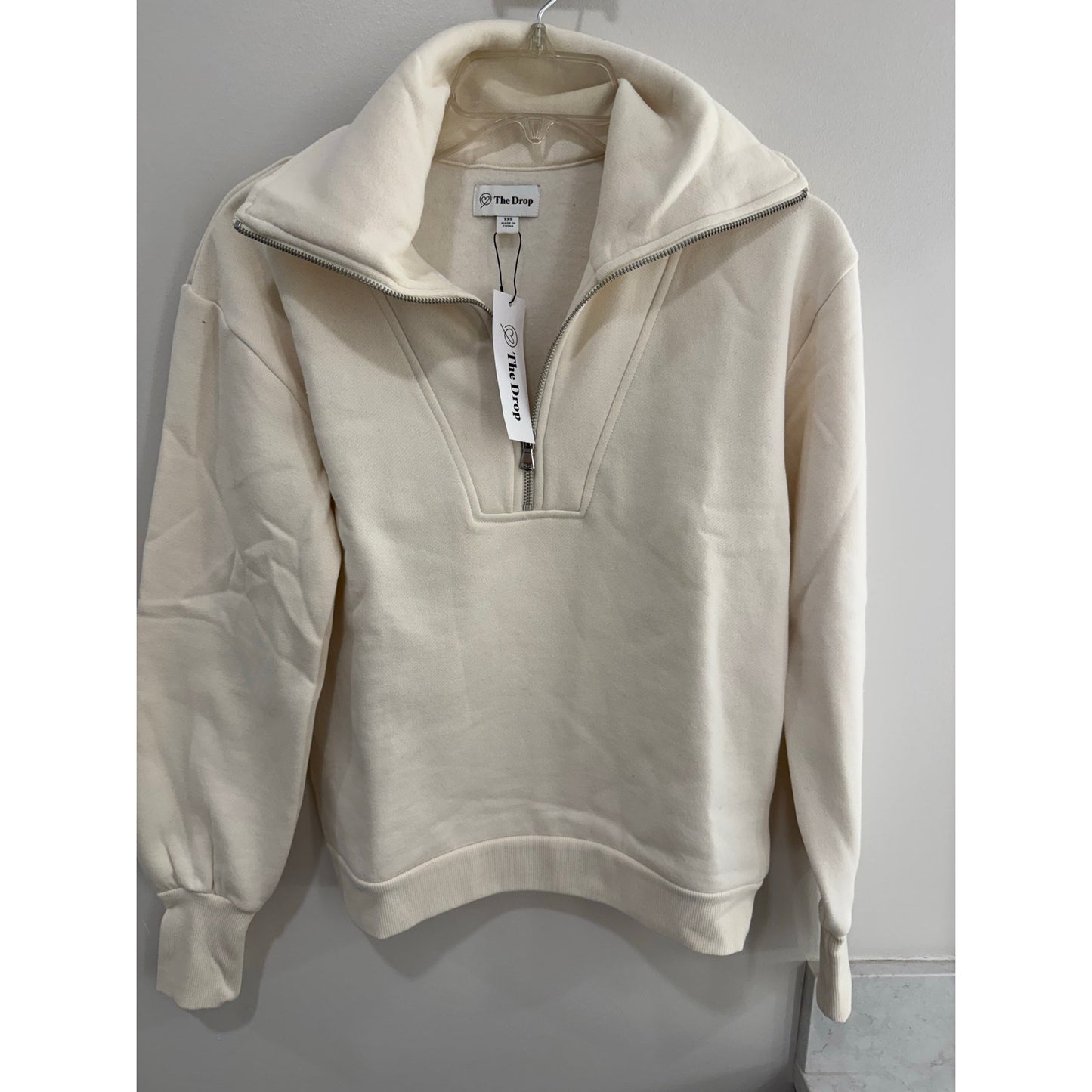The Drop “Murphy” Half-Zip Sweatshirt | Cream | Size XS NWT