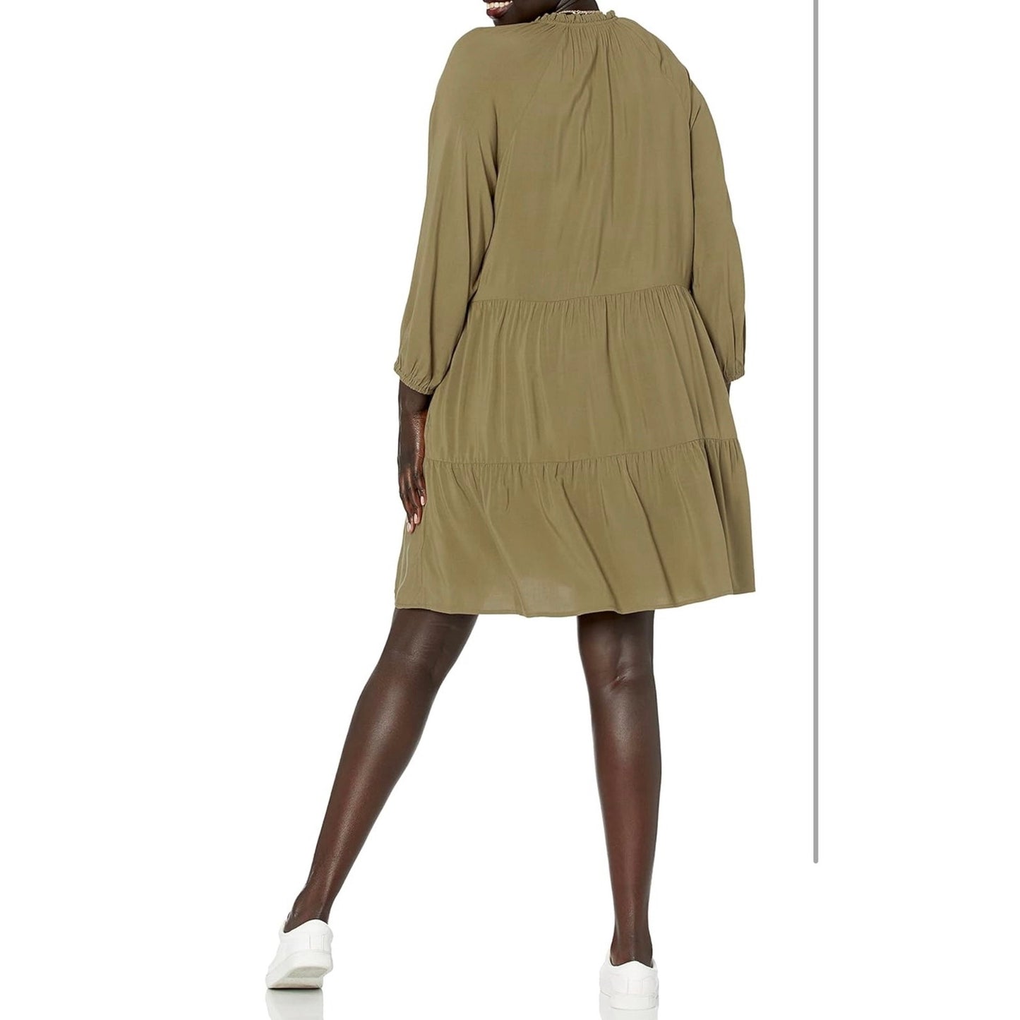 The Drop @CaralynMirand Ruffle-Neck Tiered Dress | NEW | Size Large