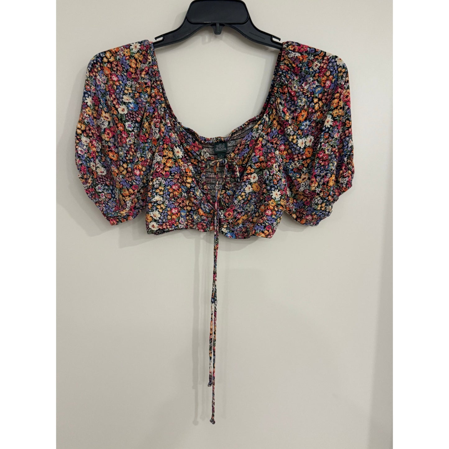 Wild Fable Balloon Sleeve Cropped Top – Size Small – Floral Print