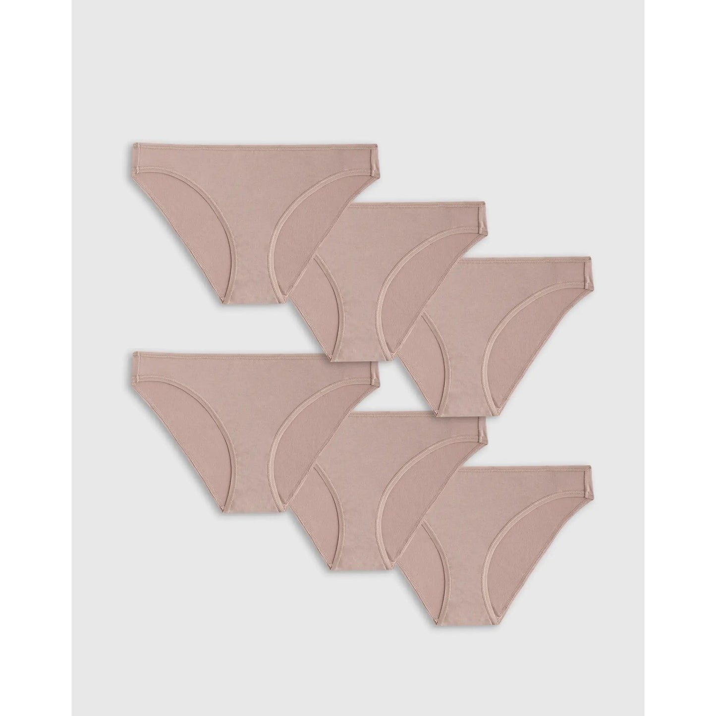 Quince Organic Cotton Bikini Underwear 6-Pack XS Nude/Beige NEW Soft Stretch