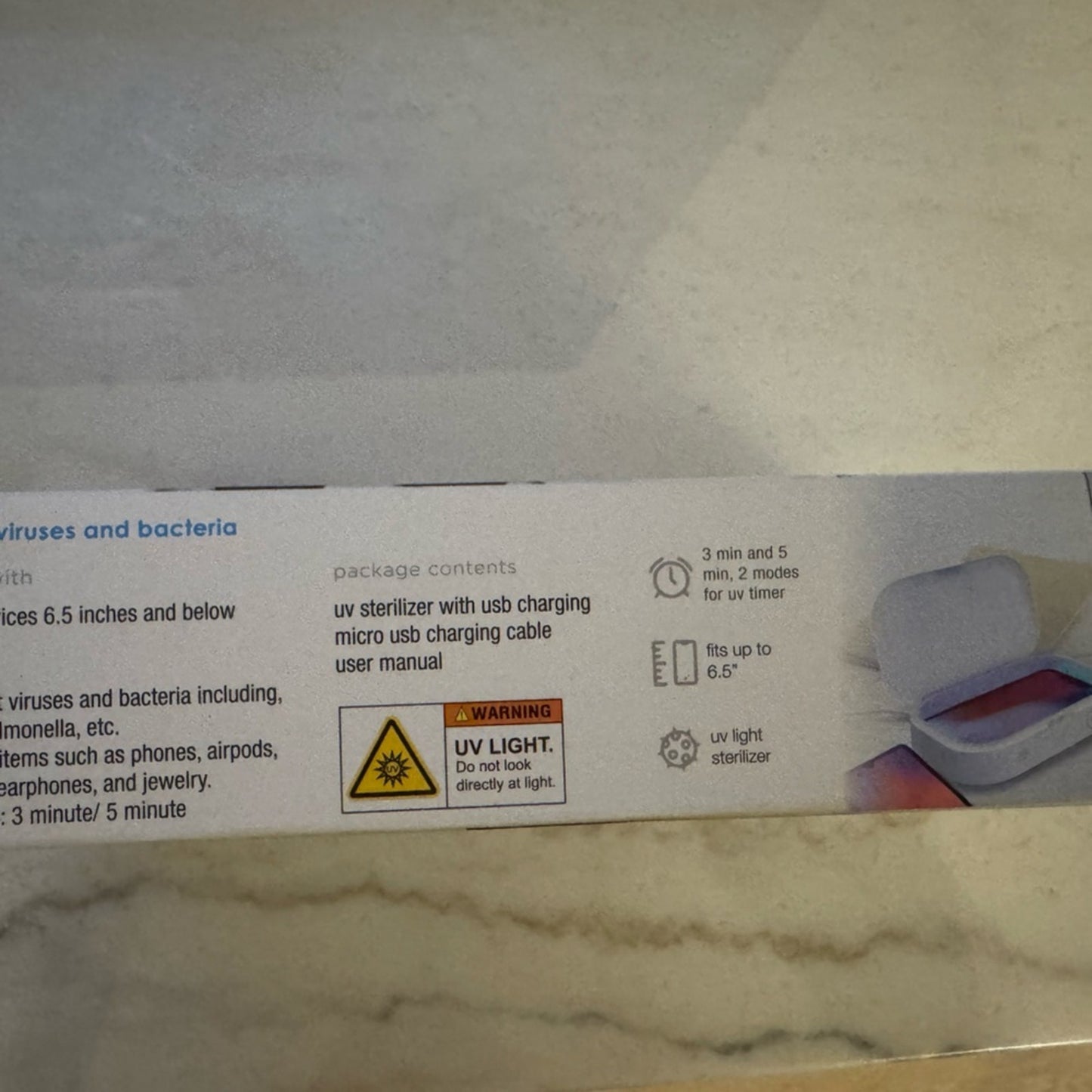 Vivitar PureMobile UV Sterilizer + USB Charging Port – White NEW