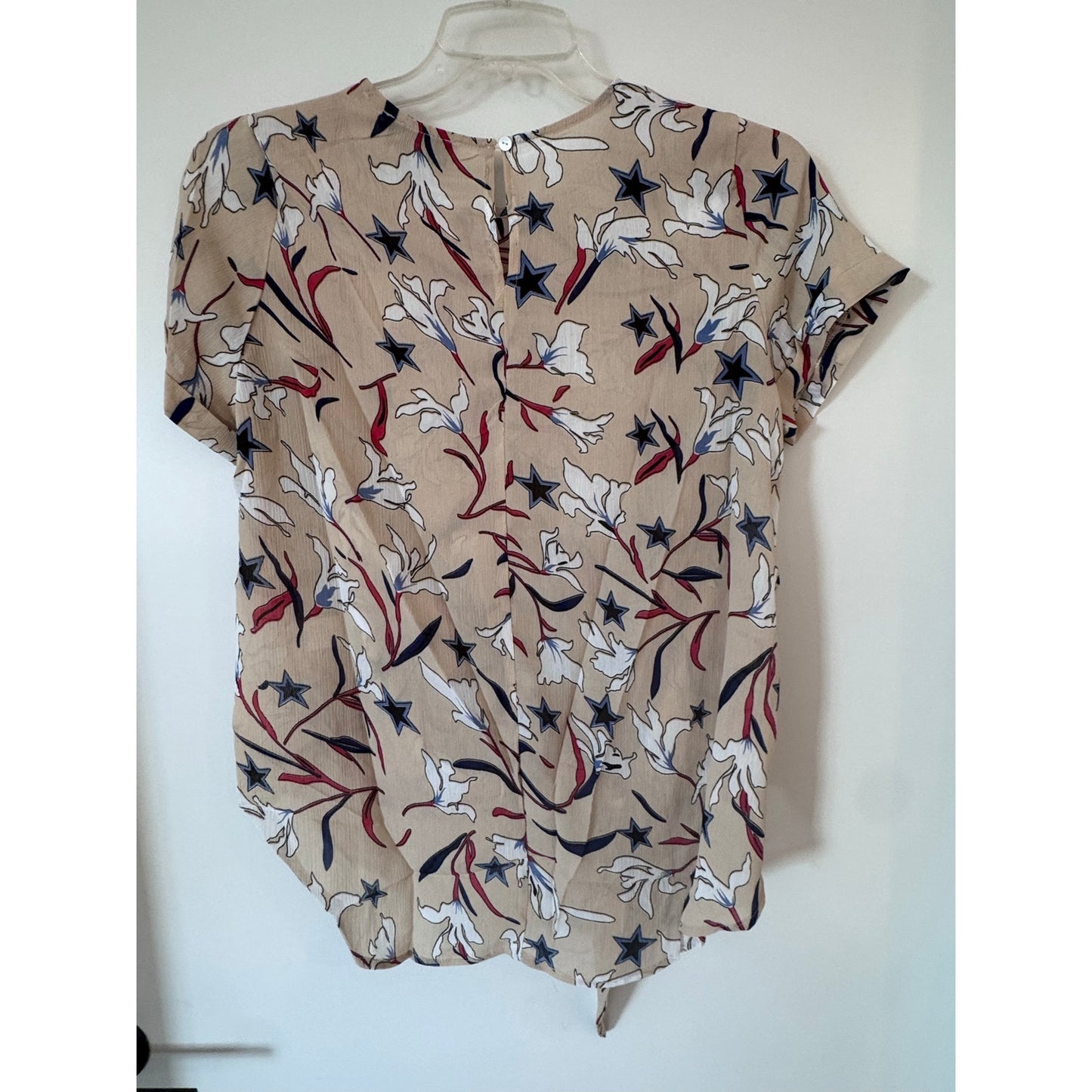 Hayden LA Ivory Mix Floral Star Print Tie Front Blouse | Size Medium
