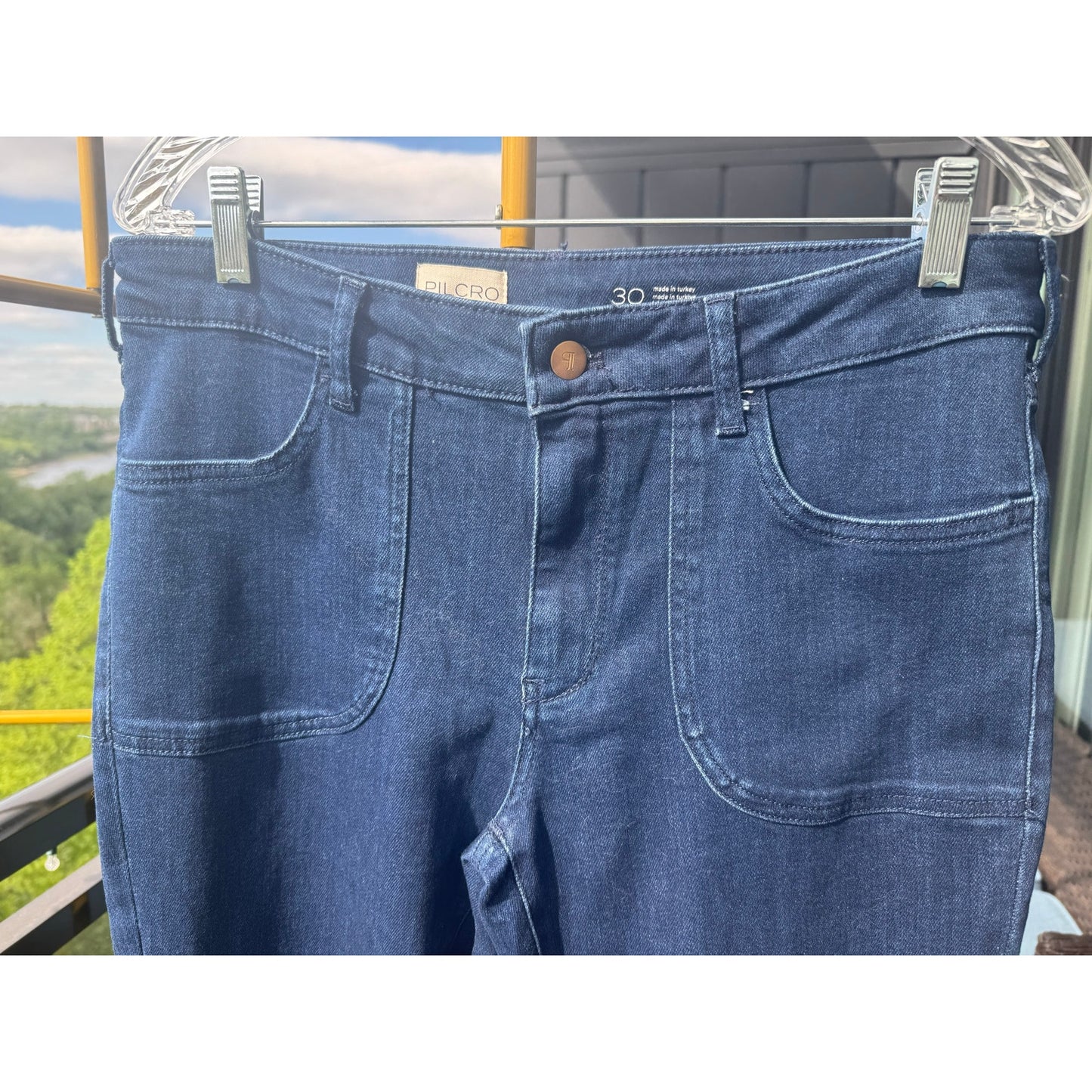 Pilcro The Icon Flare Jeans Anthropologie Dark Wash NEW Size 32