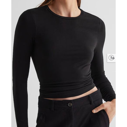 Express Supersoft Double Layer Fitted Long Sleeve Tee Black | Large | NEW