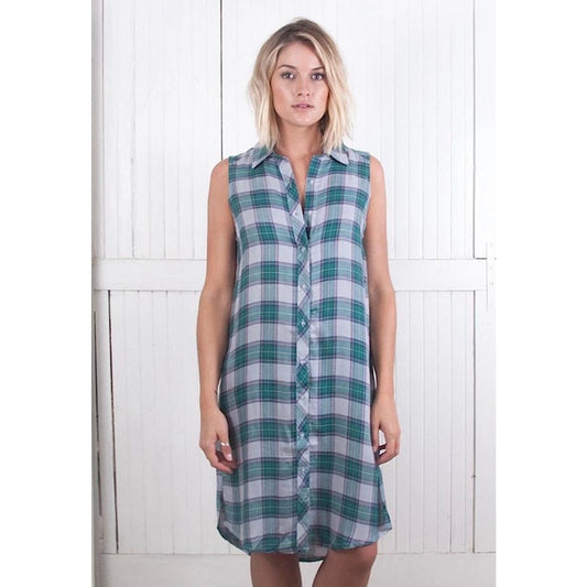 THE LAUNDRY ROOM Lonestar Button Up Shirt Dress | Clover Plaid | Size S NEW
