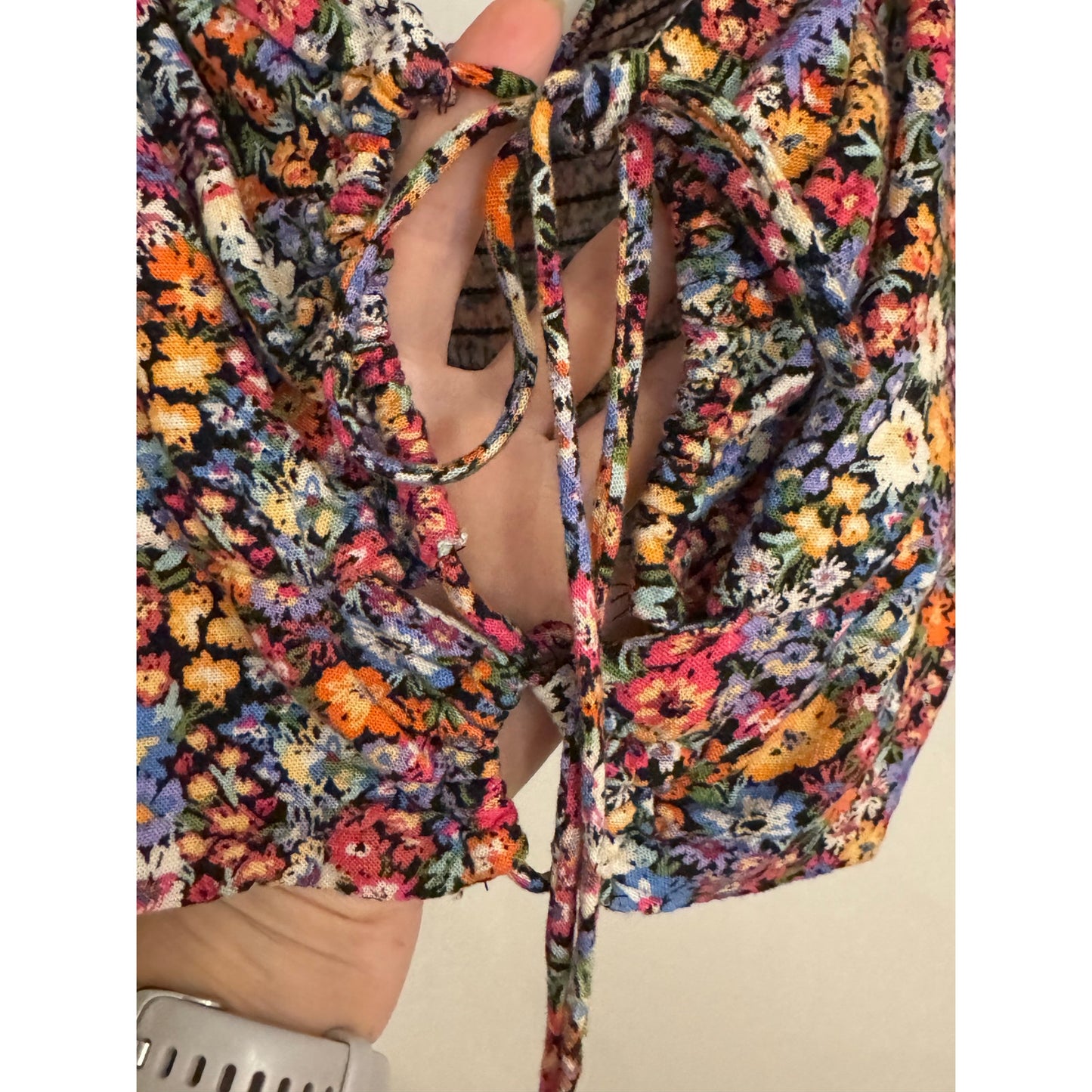 Wild Fable Balloon Sleeve Cropped Top – Size Small – Floral Print
