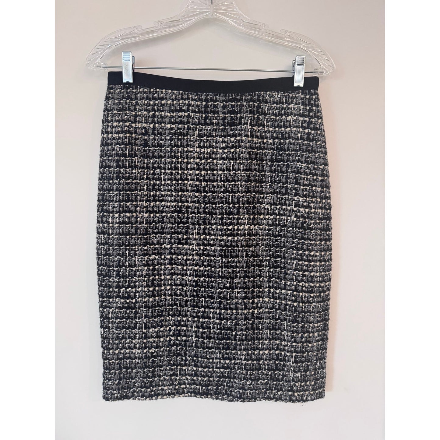 J.Crew No. 2 Pencil Skirt Tweed Black White Size 0 Work Classic