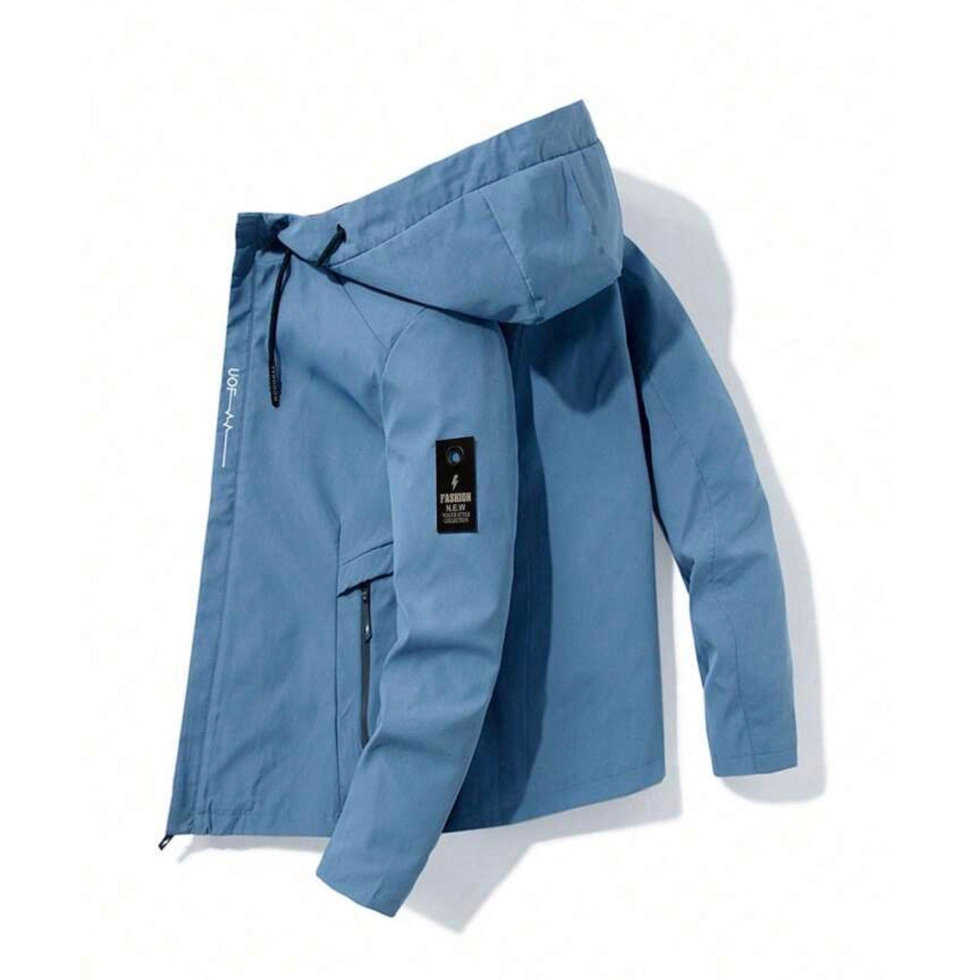 Blue Hooded Windbreaker Jacket Men’s XL Lightweight Outdoor Rain Coat