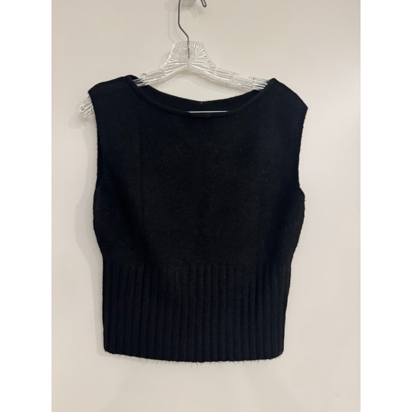 Hixiaohe Knit Top Medium Black Ribbed Boat Neck Sweater NEW