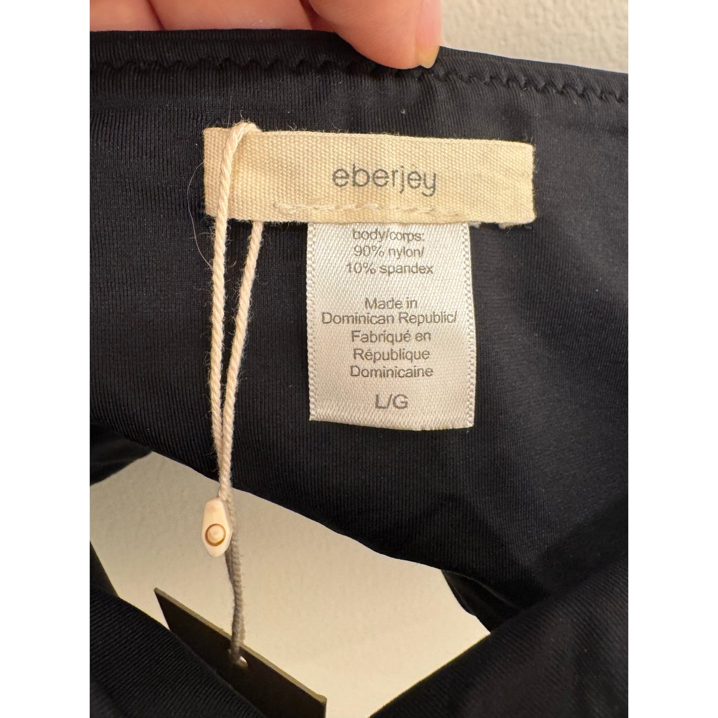 Eberjey So Solid Summer Bandeau Bikini Top | Black | Size Large NWT