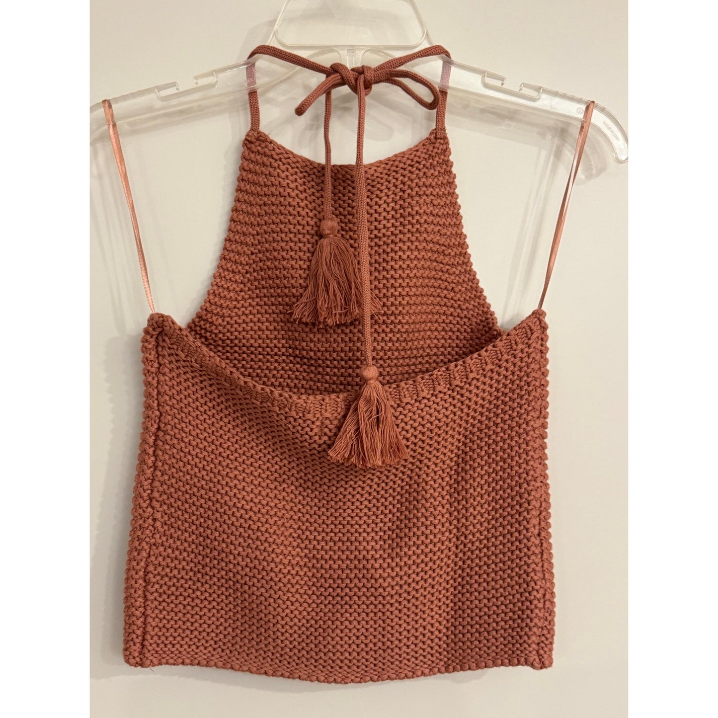 525 Born in BKLYN Terracotta Knit Halter Top XS NWT