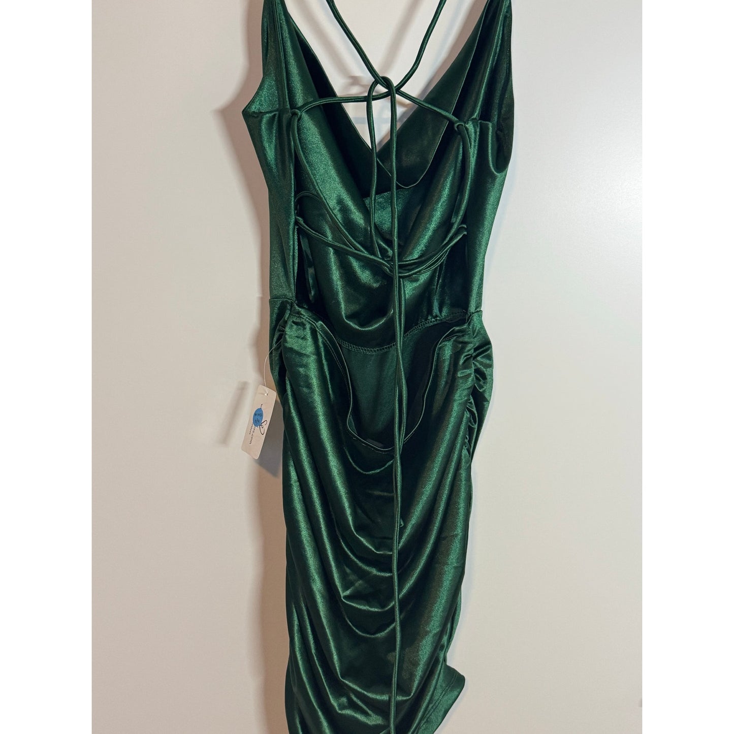 Windsor Hunter Green Satin Bodycon Dress – Size Large NWT