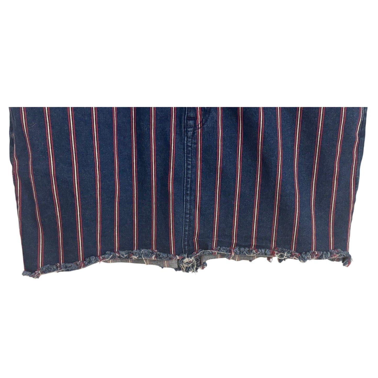 American Eagle High-Rise Striped Mini Skirt – Size 12, Super Stretch, Frayed Hem