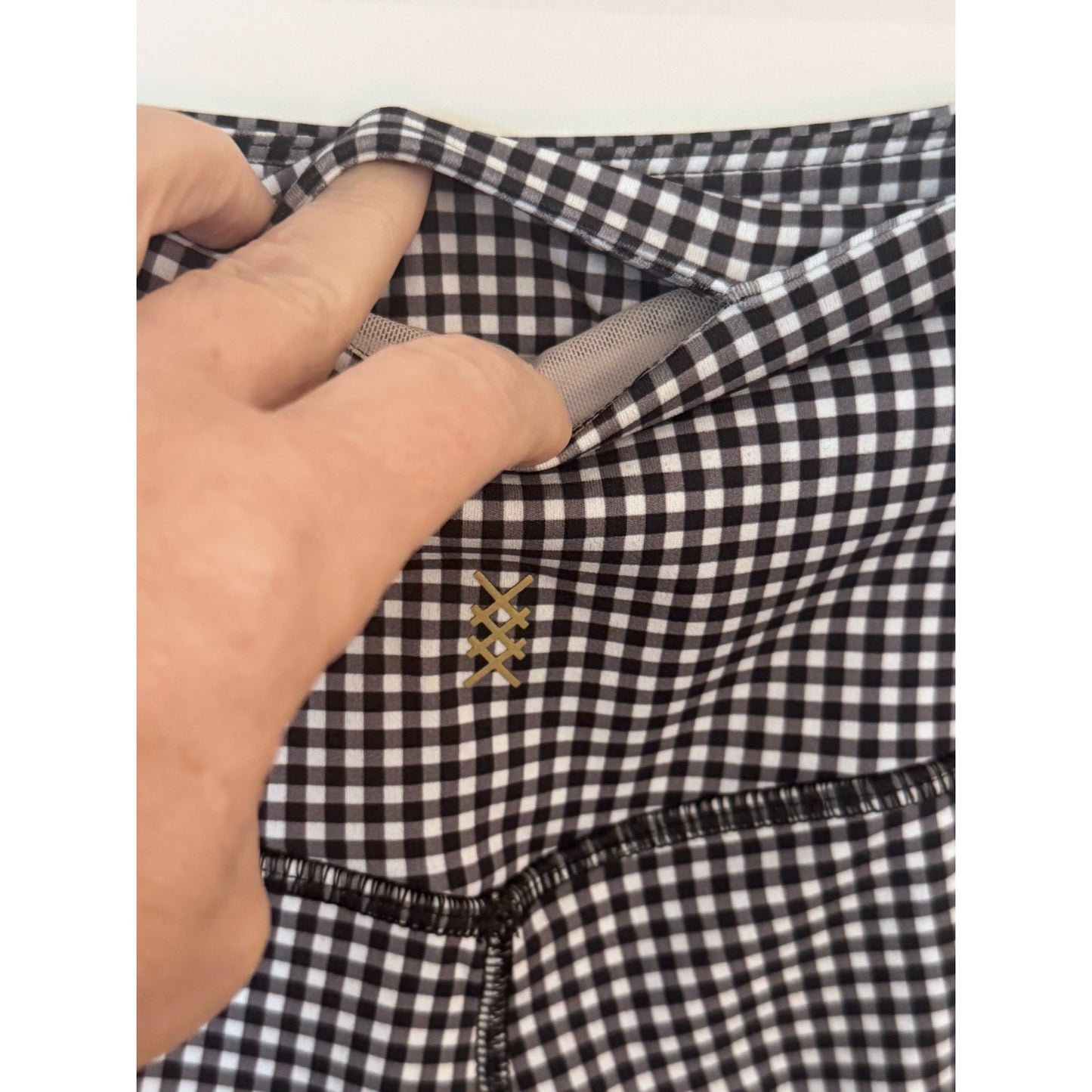 Rhone Revive Printed 7/8 Legging Black Gingham Size Large High Rise NWT