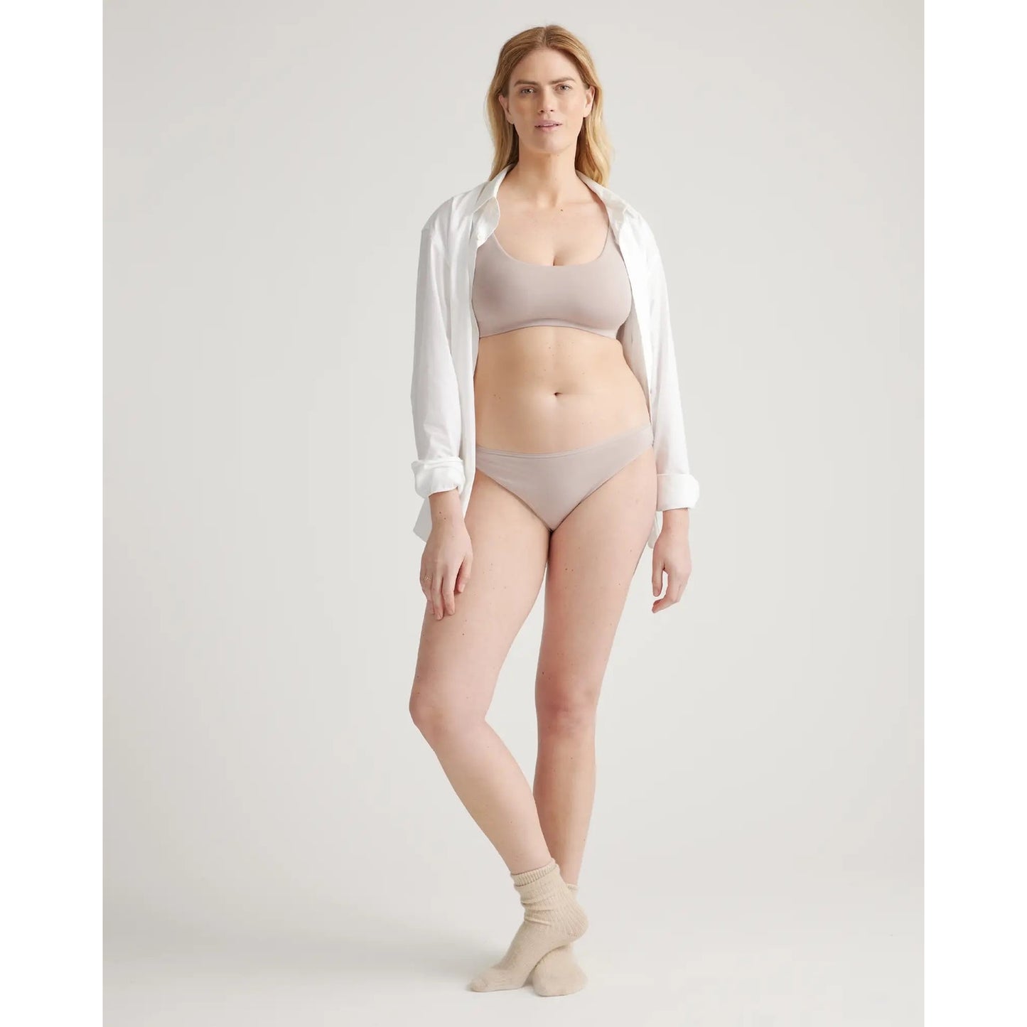 Quince Organic Cotton Bikini Underwear 6-Pack XS Nude/Beige NEW Soft Stretch