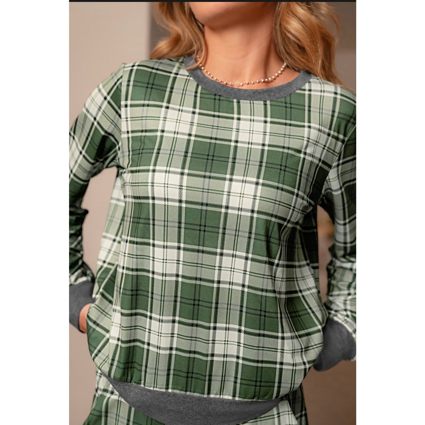 Cupshe Green Plaid Pajama Set XL New Christmas Lounge Set Holiday Sleepwear