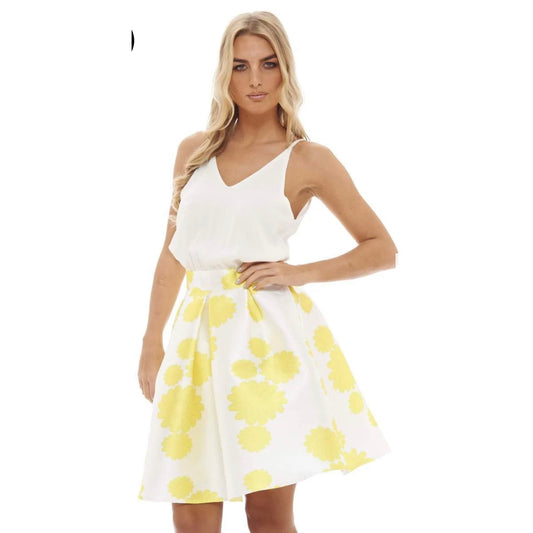 AX Paris Floral Print 2-in-1 Dress – Yellow | NEW | Size US 4