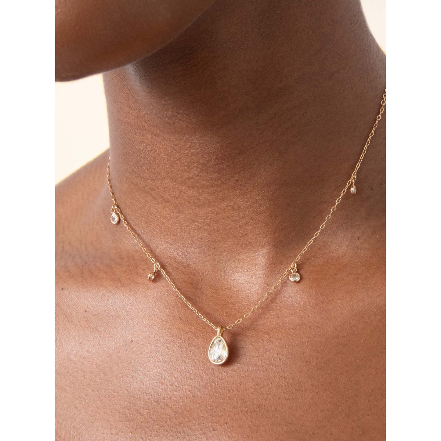 Ettika Dripping in Crystals Drop Necklace 18K Gold Plated Clear Crystal NEW