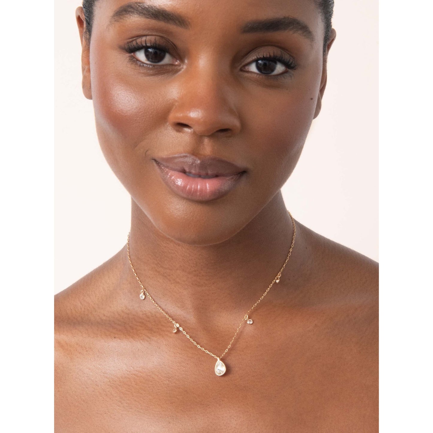 Ettika Dripping in Crystals Drop Necklace 18K Gold Plated Clear Crystal NEW