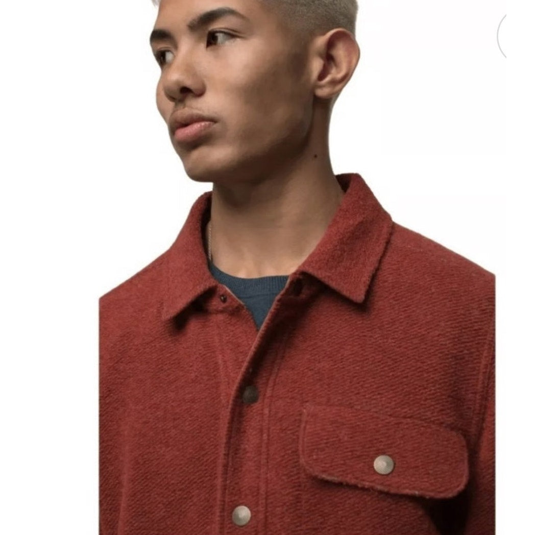 prAna IncrediWool Overshirt Men's Medium Rust Heather | NEW