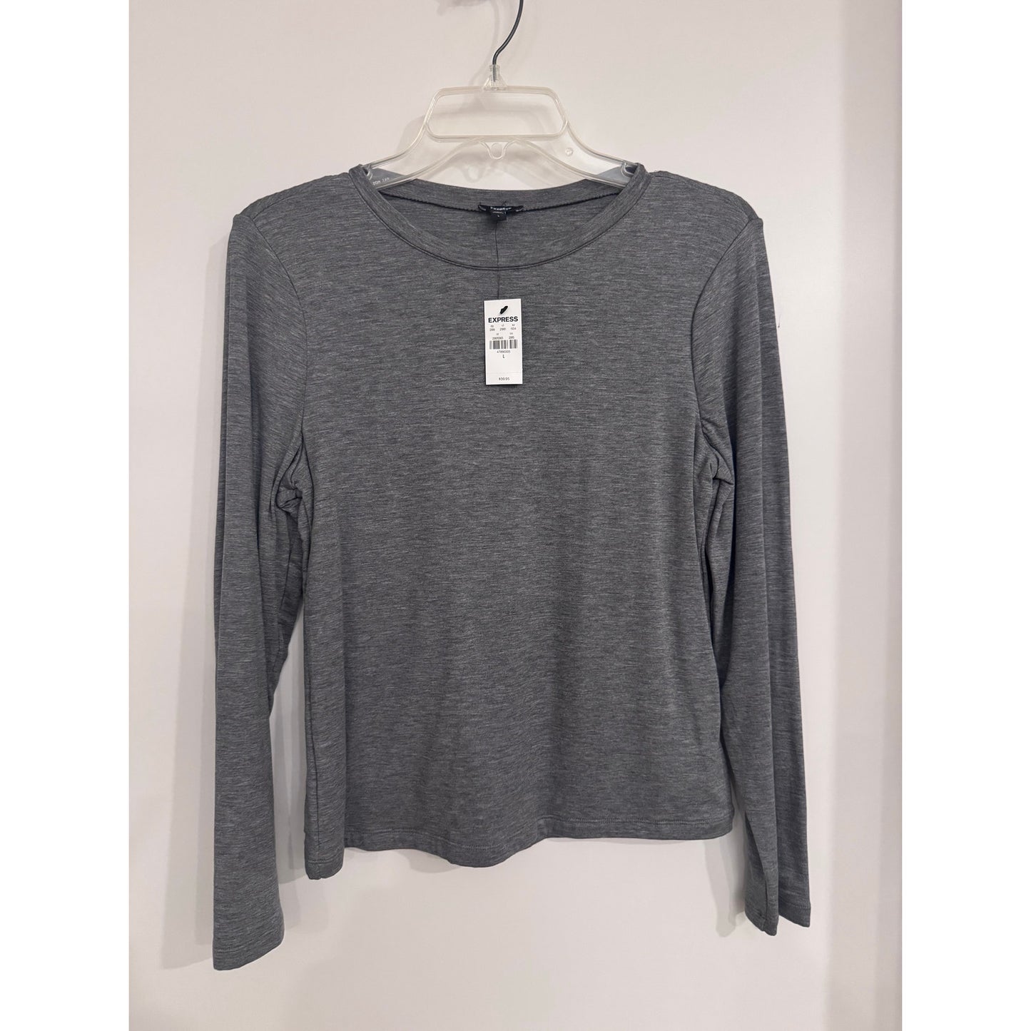 Express Supersoft Double Layer Fitted Long Sleeve Tee Gray | Large NEW