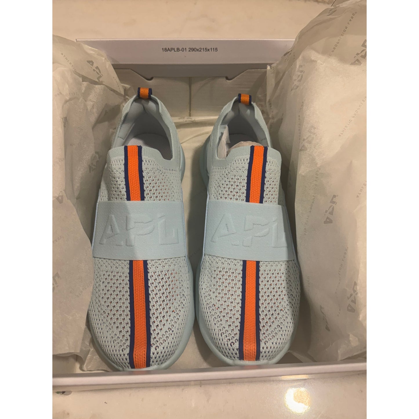 APL TechLoom Bliss Sneakers - Gulf Blue / Orange Racer - Size 7 / EUR 37 NEW