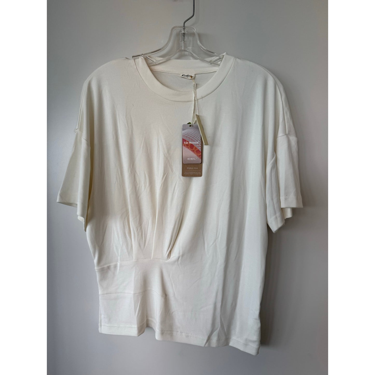 OGL Move NEW Ivory Crewneck Tucked Waist Tee Minimalist Top | Large