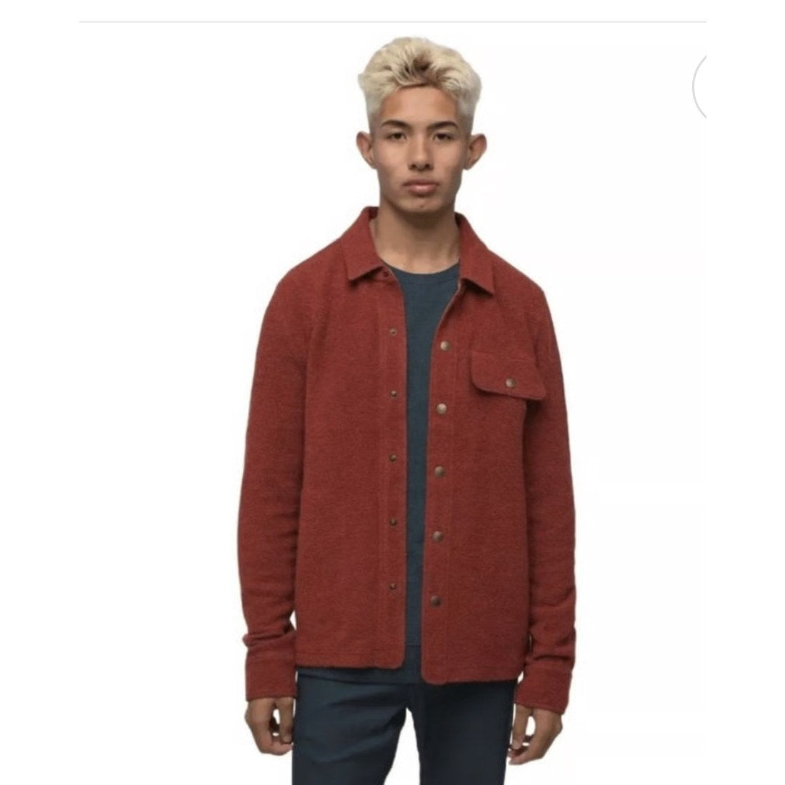 prAna IncrediWool Overshirt Men's Medium Rust Heather | NEW