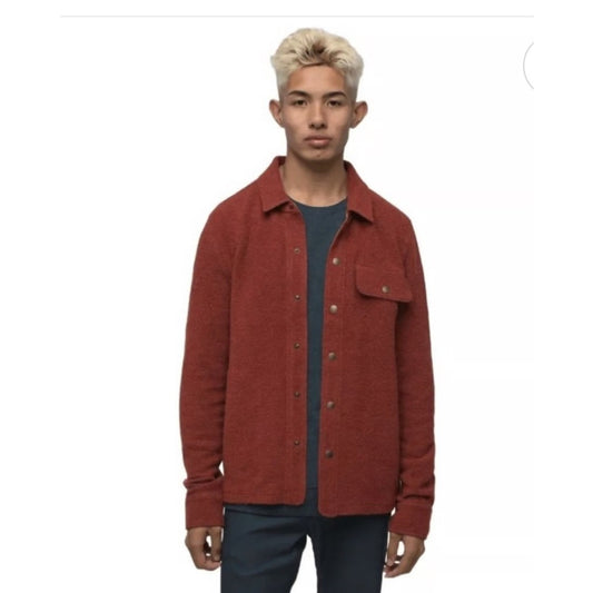 prAna IncrediWool Overshirt Men's Medium Rust Heather | NEW