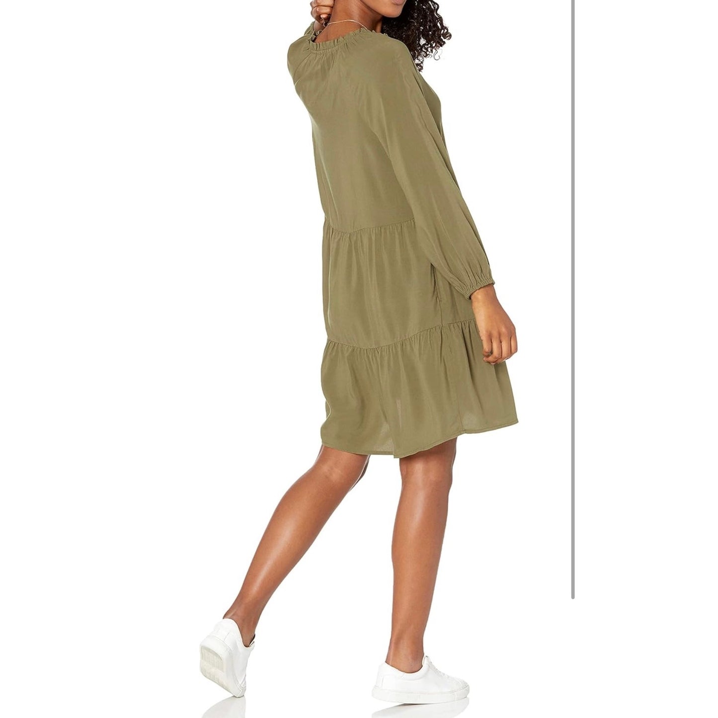 The Drop @CaralynMirand Ruffle-Neck Tiered Dress | NEW | Size Large