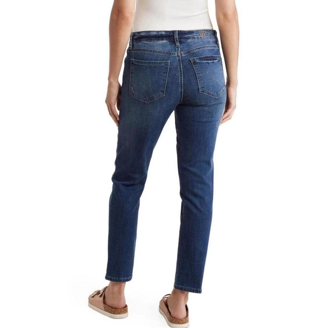 Kut from the Kloth Katy Ankle Straight Jeans Size 14 Distressed Mid Wash