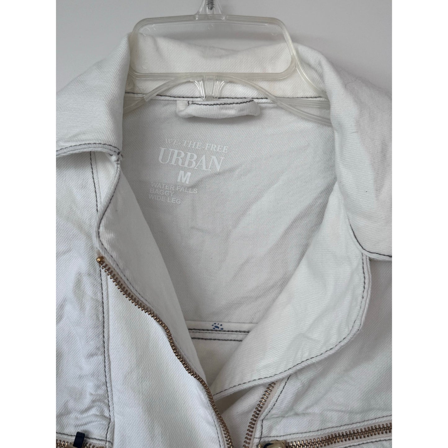We The Free Pilcro Cropped Bomber Jacket White Asymmetrical Zip Medium NEW