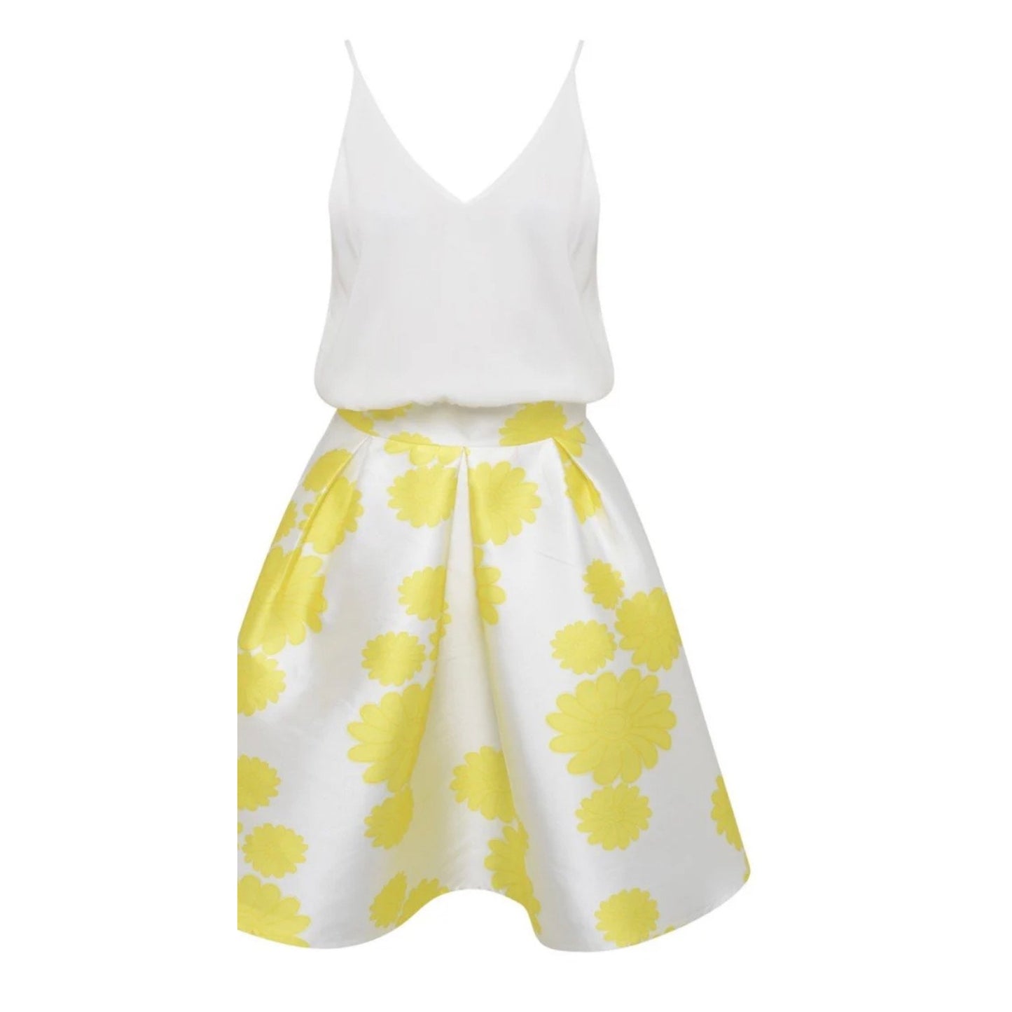 AX Paris Floral Print 2-in-1 Dress – Yellow | NEW | Size US 4