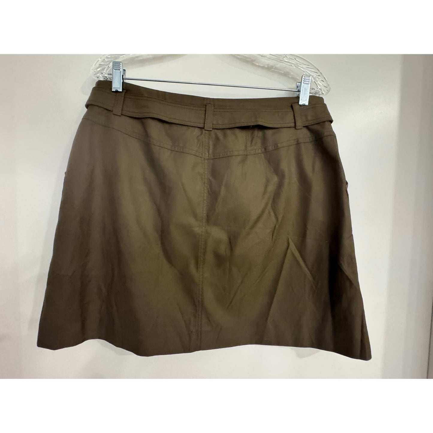 Banana Republic Belted Painter Skirt Size 14 Olive Green Utility Mini Cotton Lyocell