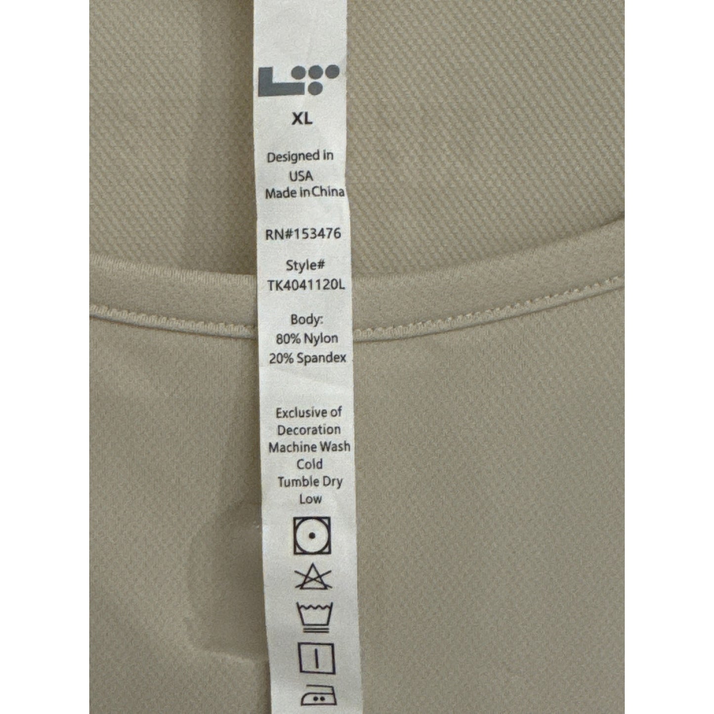 LiiP Life Time Cropped Performance Tee Chalk Beige XL NEW