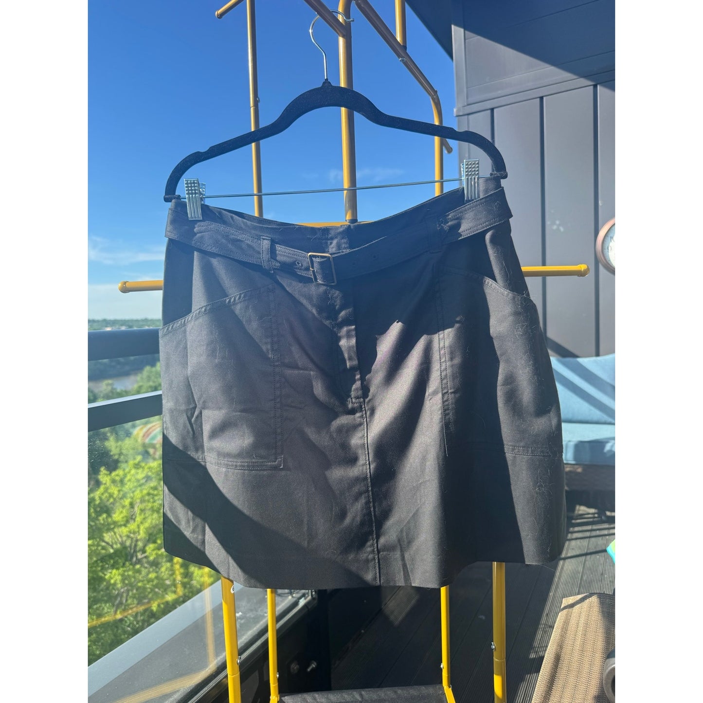 Banana Republic Belted Painter Skirt Black Utility Size 14 NEW