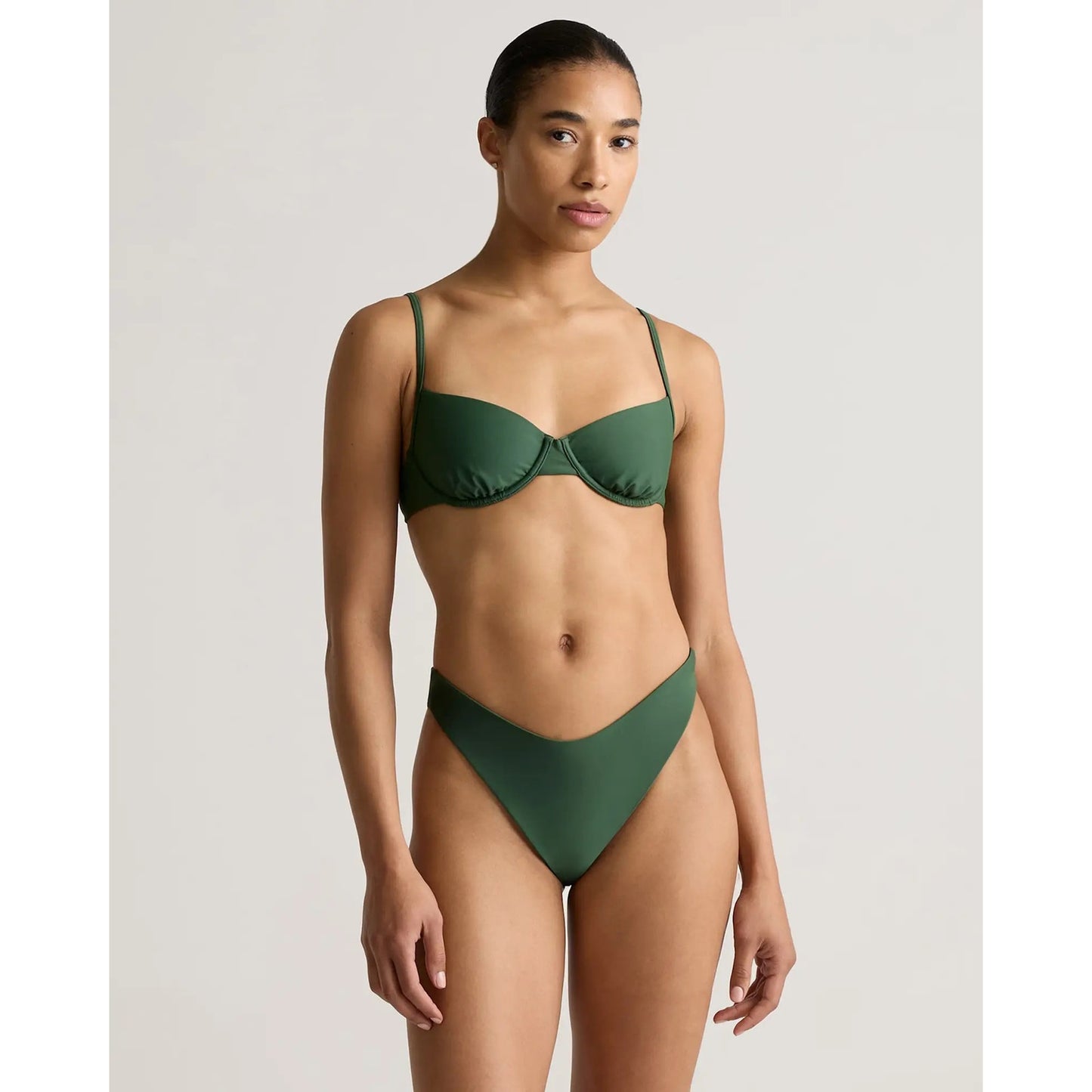 Quince Italian Demi Bikini Top Green Large NEW Underwire Swim Top