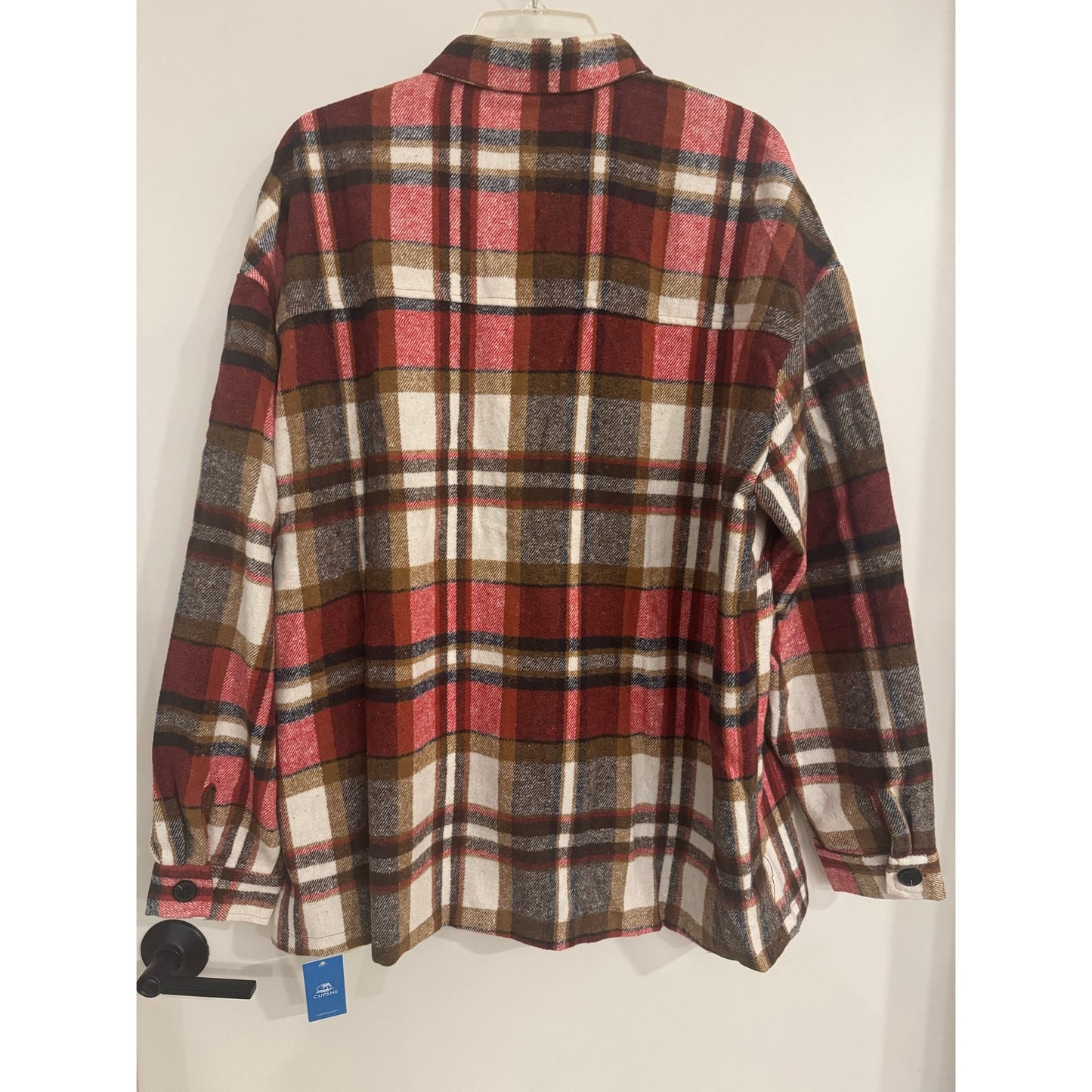 Cupshe Plaid Oversized Shacket Jacket NEW Button Front Pocket Shirt Jacket Large