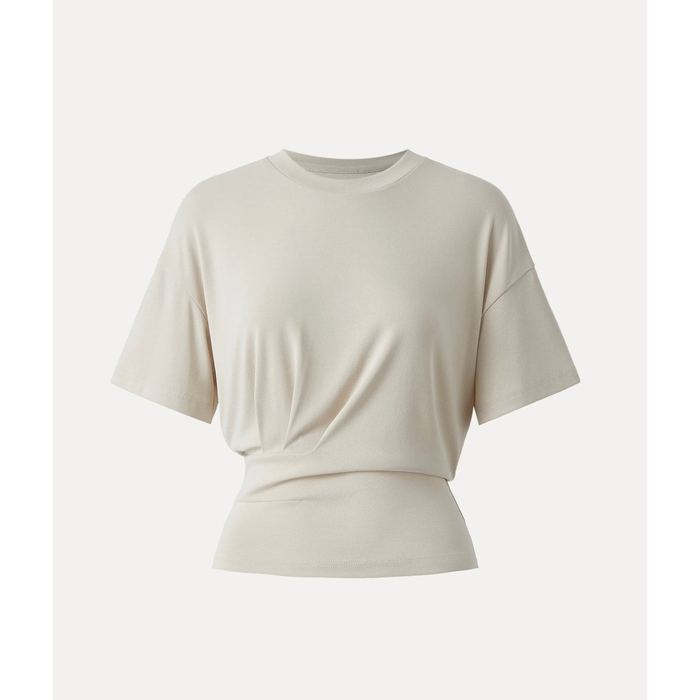 OGL Move NEW Ivory Crewneck Tucked Waist Tee Minimalist Top | Large