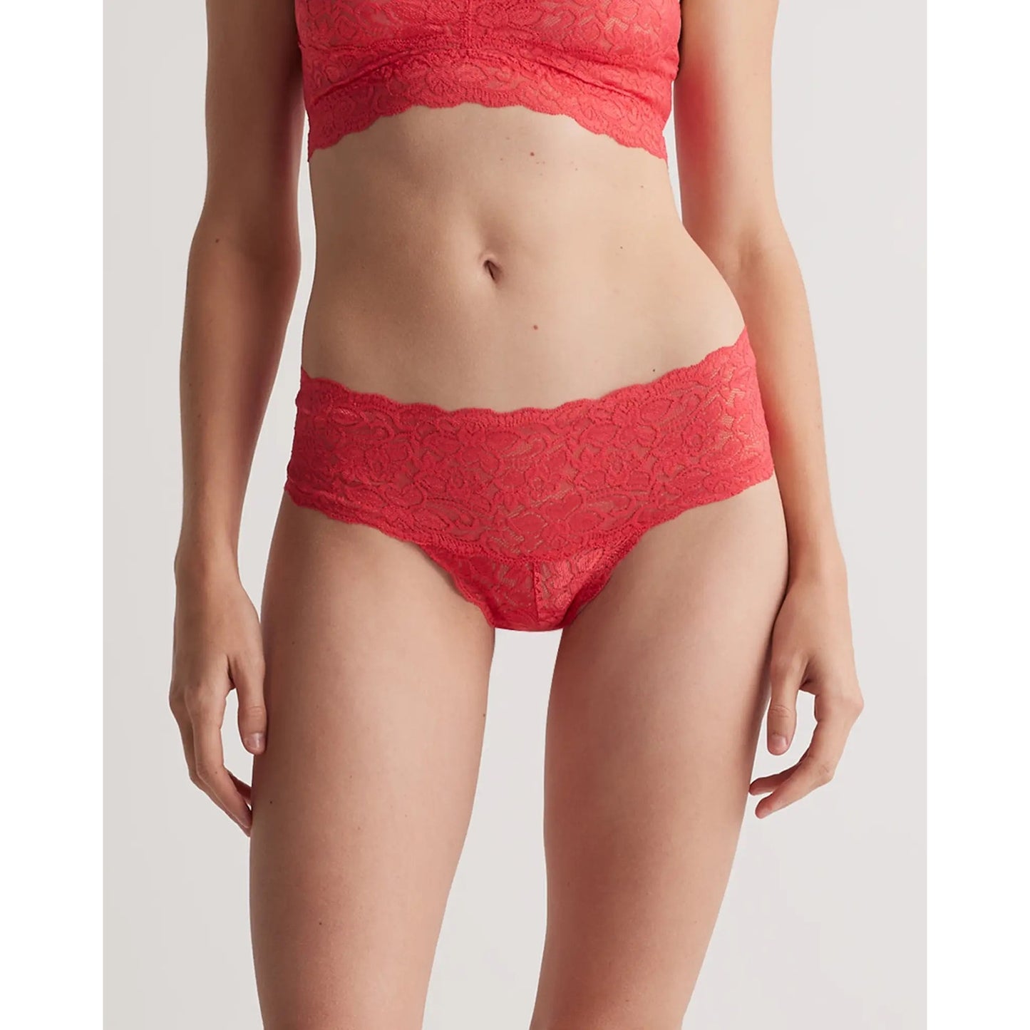 Quince Stretch Lace Thong Underwear 6-Pack Medium Black Pink Ruby NEW