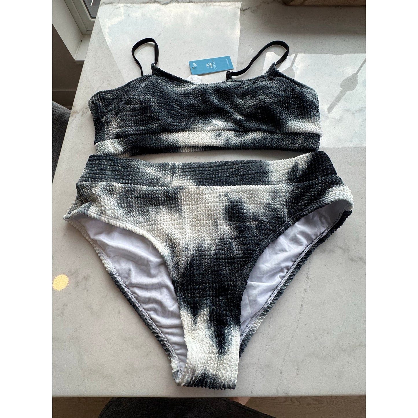 Cupshe Textured Ombré Scoop Bikini Set – Size Large, NEW